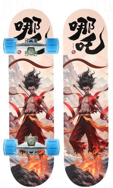 New Nezha 2 For Beginners Children Teenagers Boys And Girls Double Kick Professional Version Four-Wheel Flash Skateboard_voghion.com