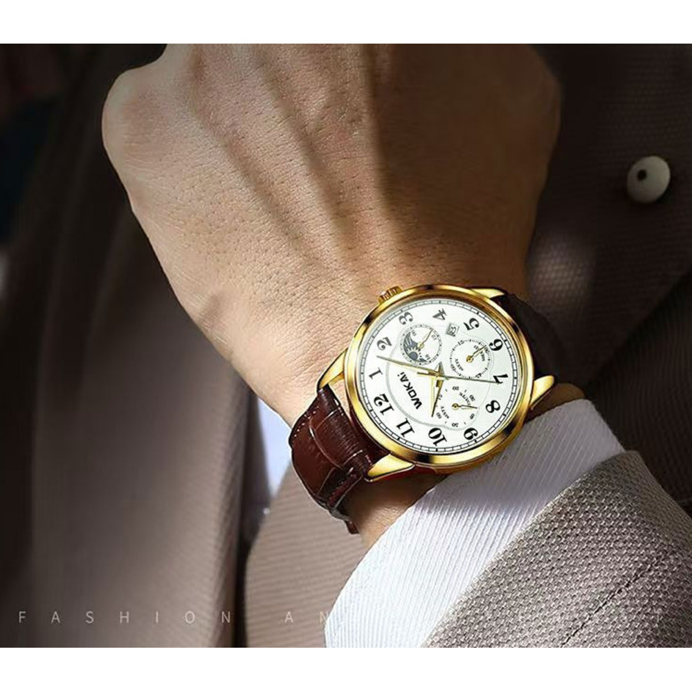 Wokai Men's Quartz Watch With Classic Simple Design And Large Dial_voghion.com