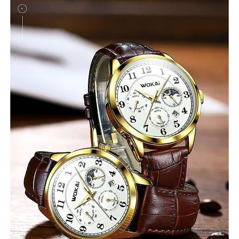 Wokai Men's Quartz Watch With Classic Simple Design And Large Dial_voghion.com