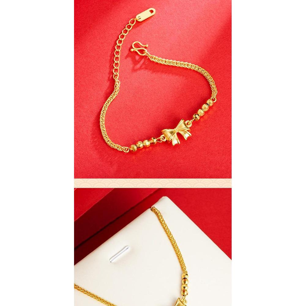 Gold-plated Vietnamese Bow Bracelet Adjustable Simple Link Style_voghion.com