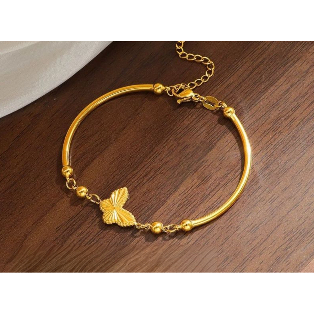 Gold-plated Four-leaf Friendship Bracelet With Three-dimensional Clover Relief Design, Elegant And Stylish, A Daily Gift_voghion.com