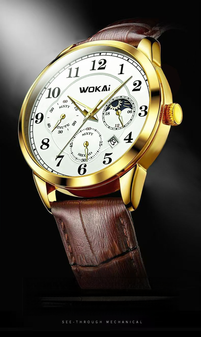 Wokai Men's Quartz Watch With Classic Simple Design And Large Dial_voghion.com