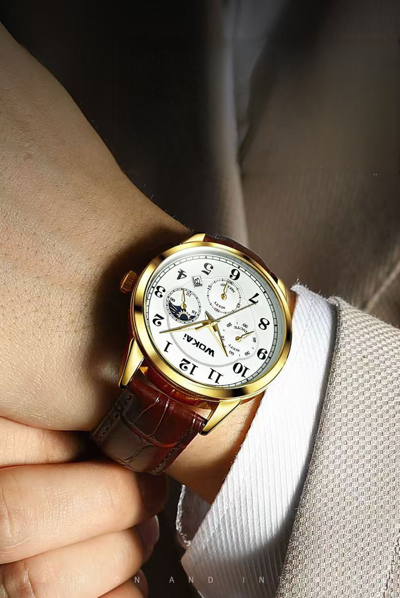 Wokai Men's Quartz Watch With Classic Simple Design And Large Dial_voghion.com