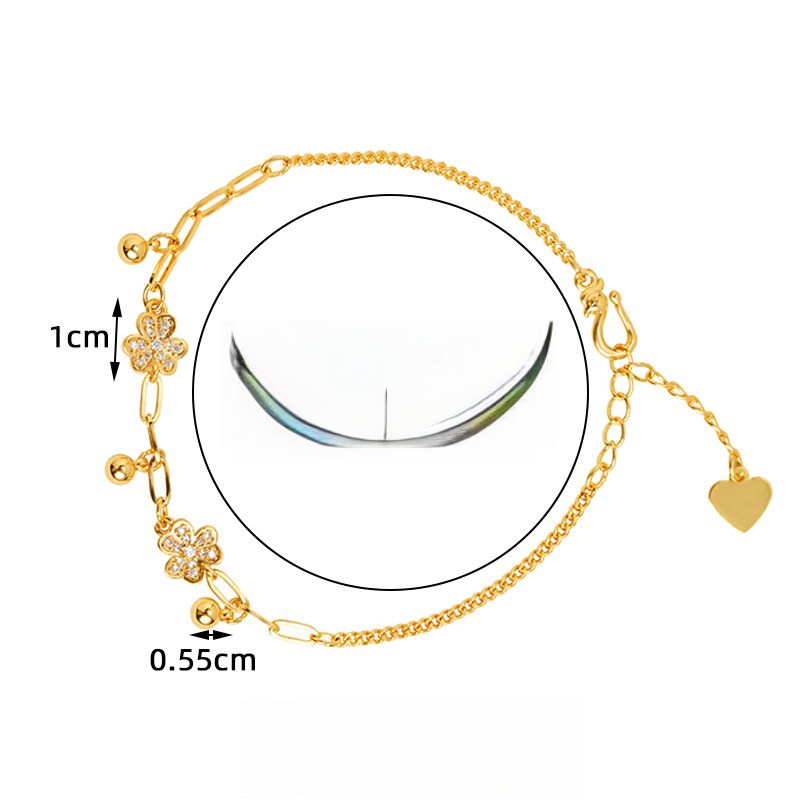 Vietnamese Gold-plated Three-leaf Flower Tassel Chain Bracelet_voghion.com