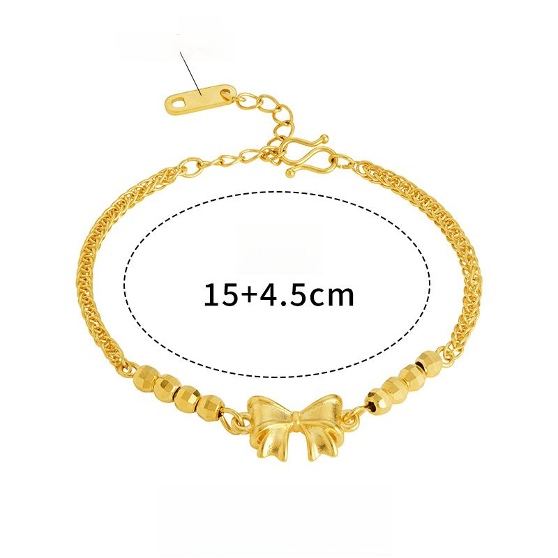 Gold-plated Vietnamese Bow Bracelet Adjustable Simple Link Style_voghion.com