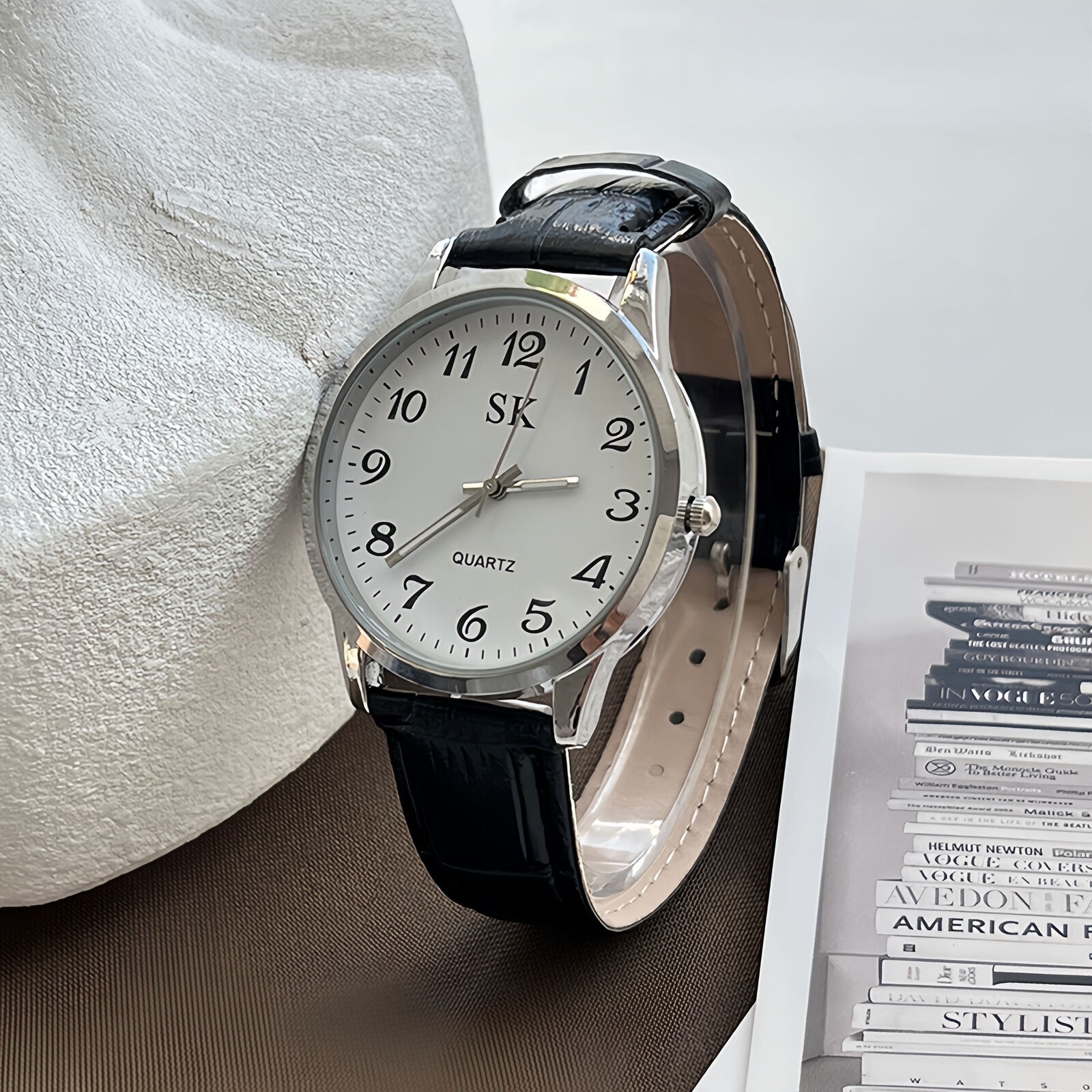 Retro Quartz Watch For Students, Simple Round Digital Analog Clock_voghion.com