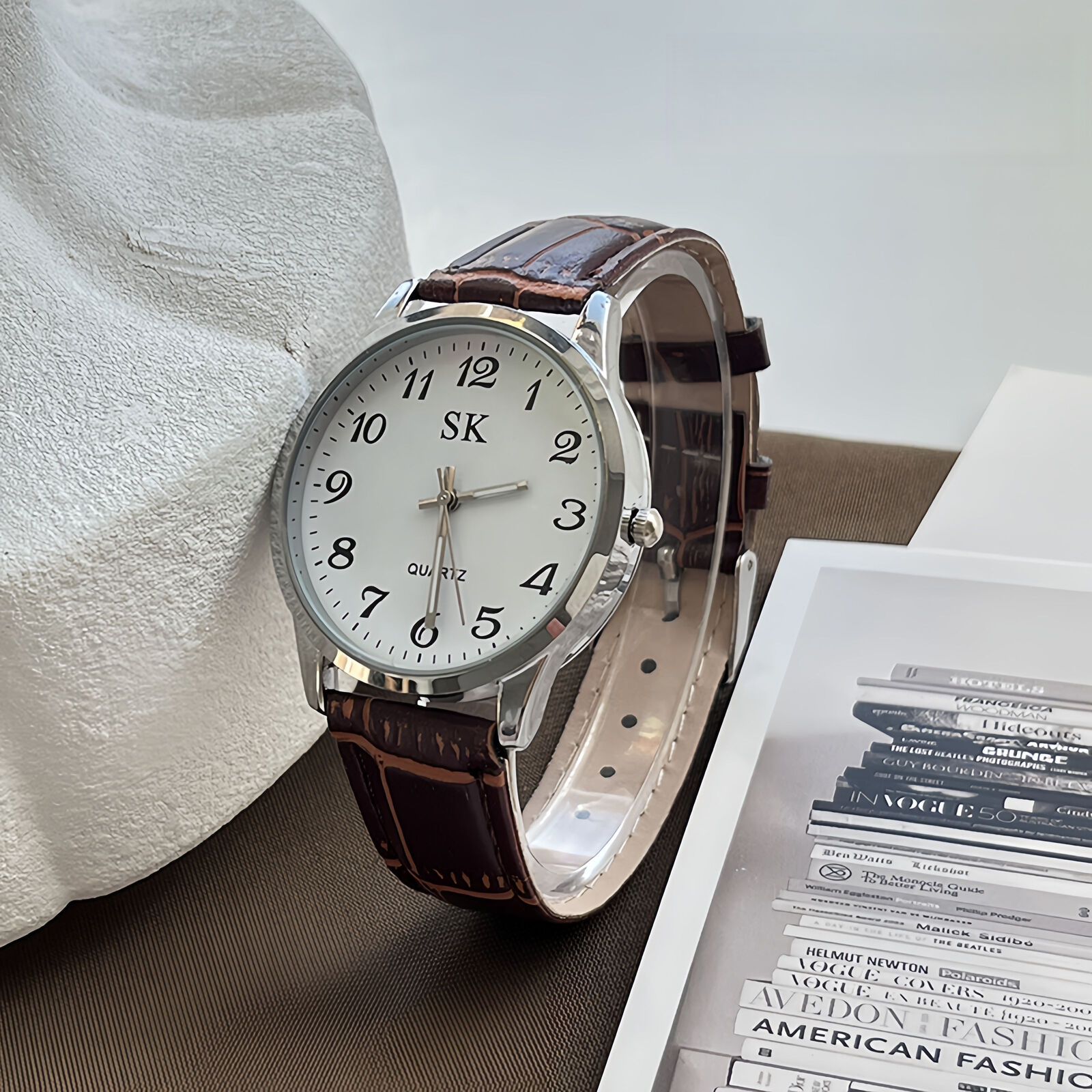 Exam-specific Round Watch, Simple Niche Retro Digital Analog Quartz Watch For Middle And High School Students_voghion.com