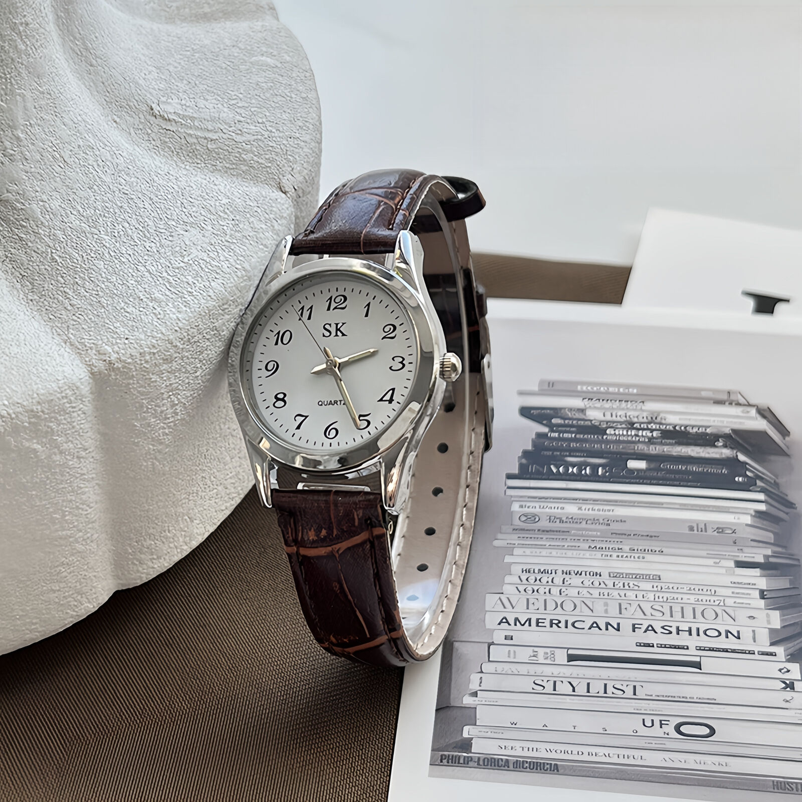 Exam-specific Round Watch, Simple Niche Retro Digital Analog Quartz Watch For Middle And High School Students_voghion.com