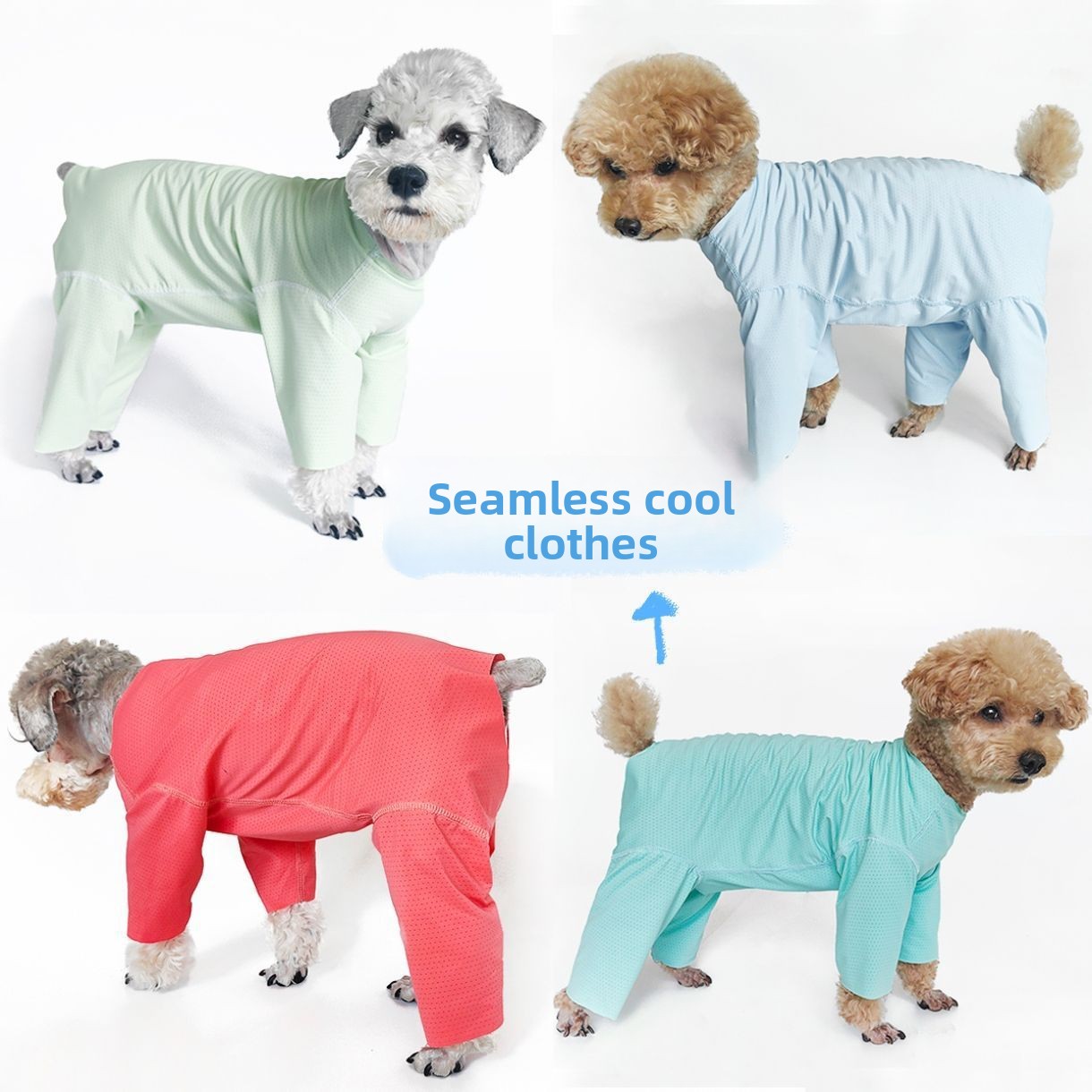 Vêtements rafraîchissants pour chiot Bichon Teddy, protection solaire, anti-insectes, effet rafraîchissant en soie glacée, fins, sans coutures, couvrant le ventre_voghion.com