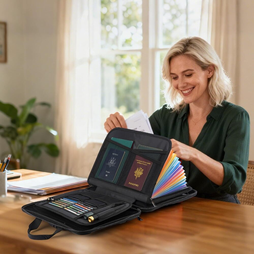 Document Box With Combination Lock, Hard-Shell Fireproof Organizer For Legal Documents, Laptop, Valuables & Important Papers,_voghion.com