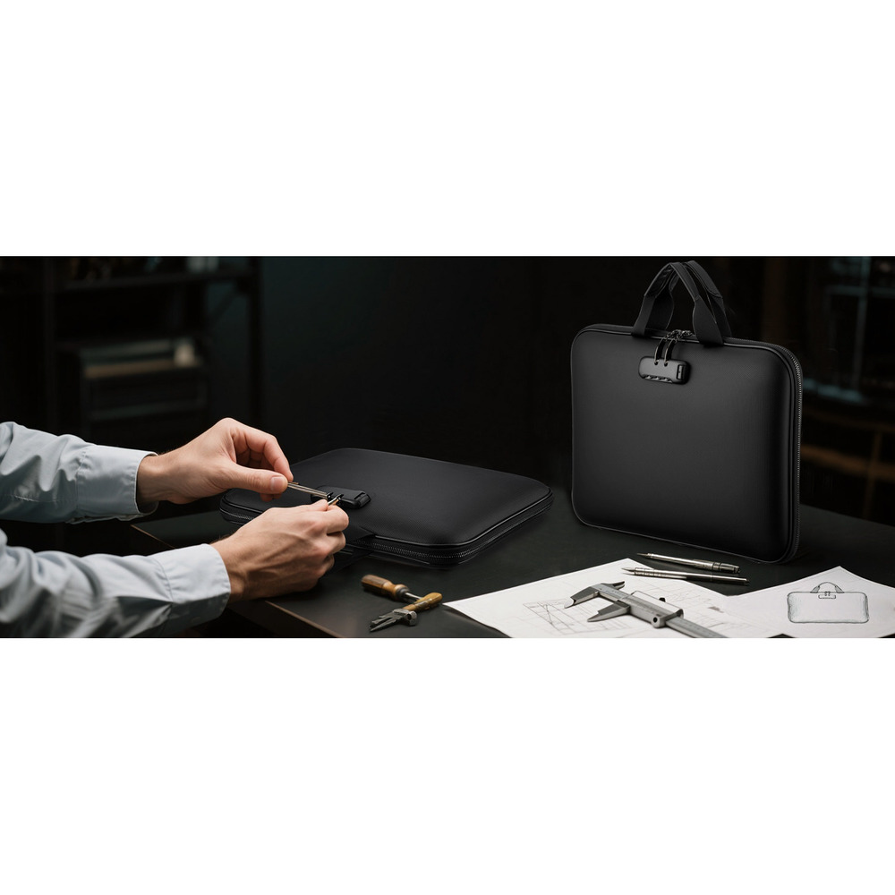 Document Box With Combination Lock, Hard-Shell Fireproof Organizer For Legal Documents, Laptop, Valuables & Important Papers,_voghion.com