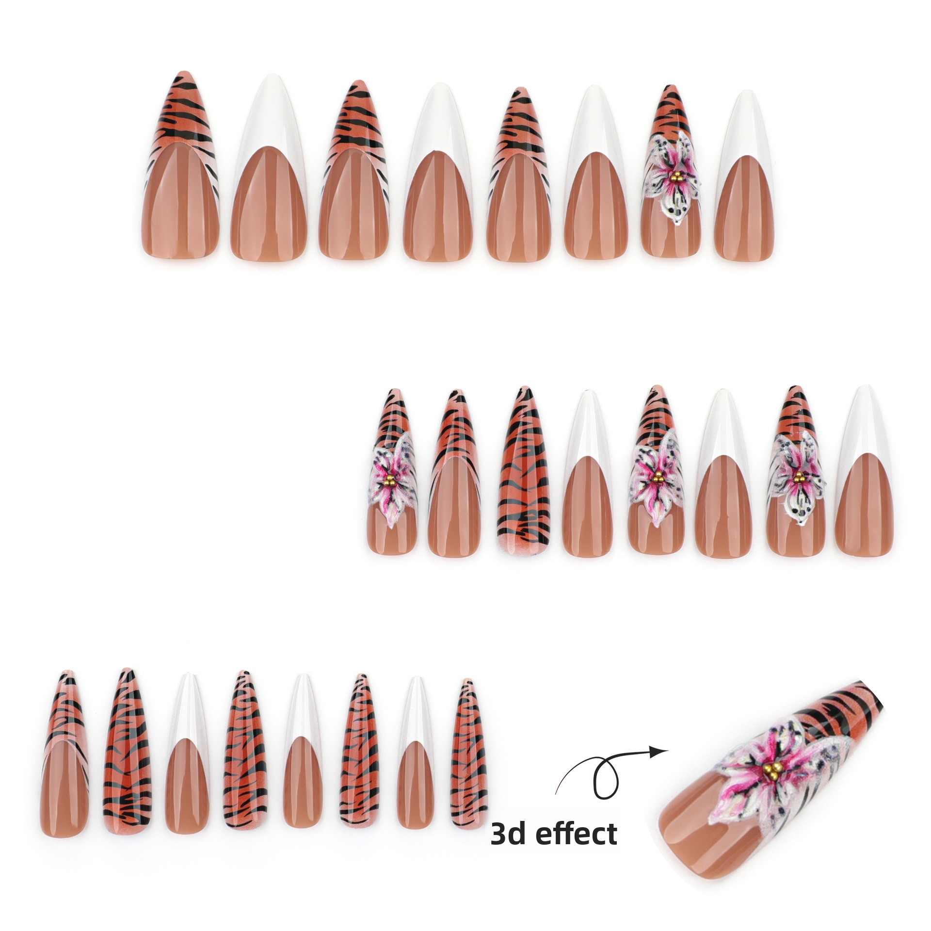 Wearable French Nail Tips Leopard Print Art Style For Autumn_voghion.com