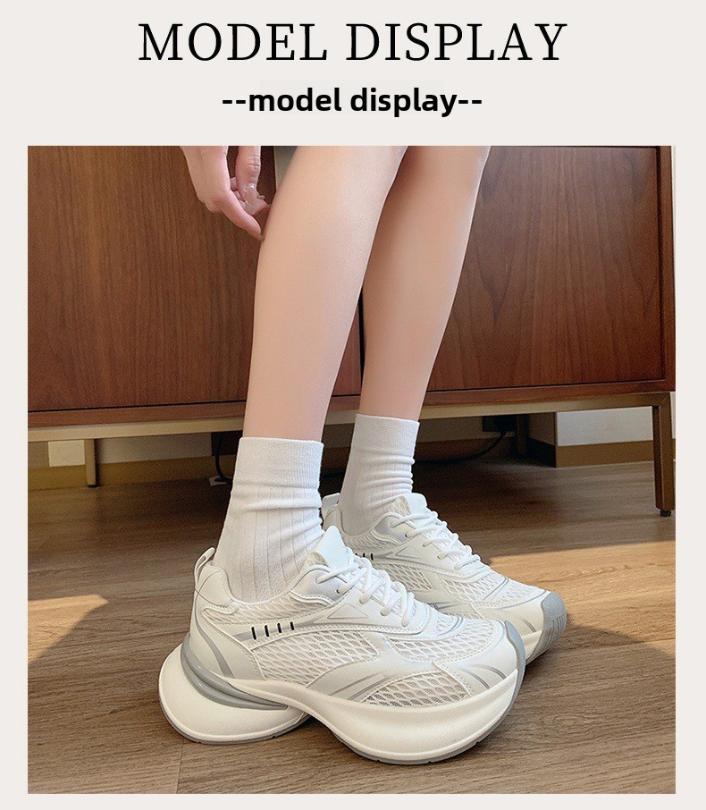 Women's Breathable Mesh Running Shoes Thick Soled Casual Trainers_voghion.com