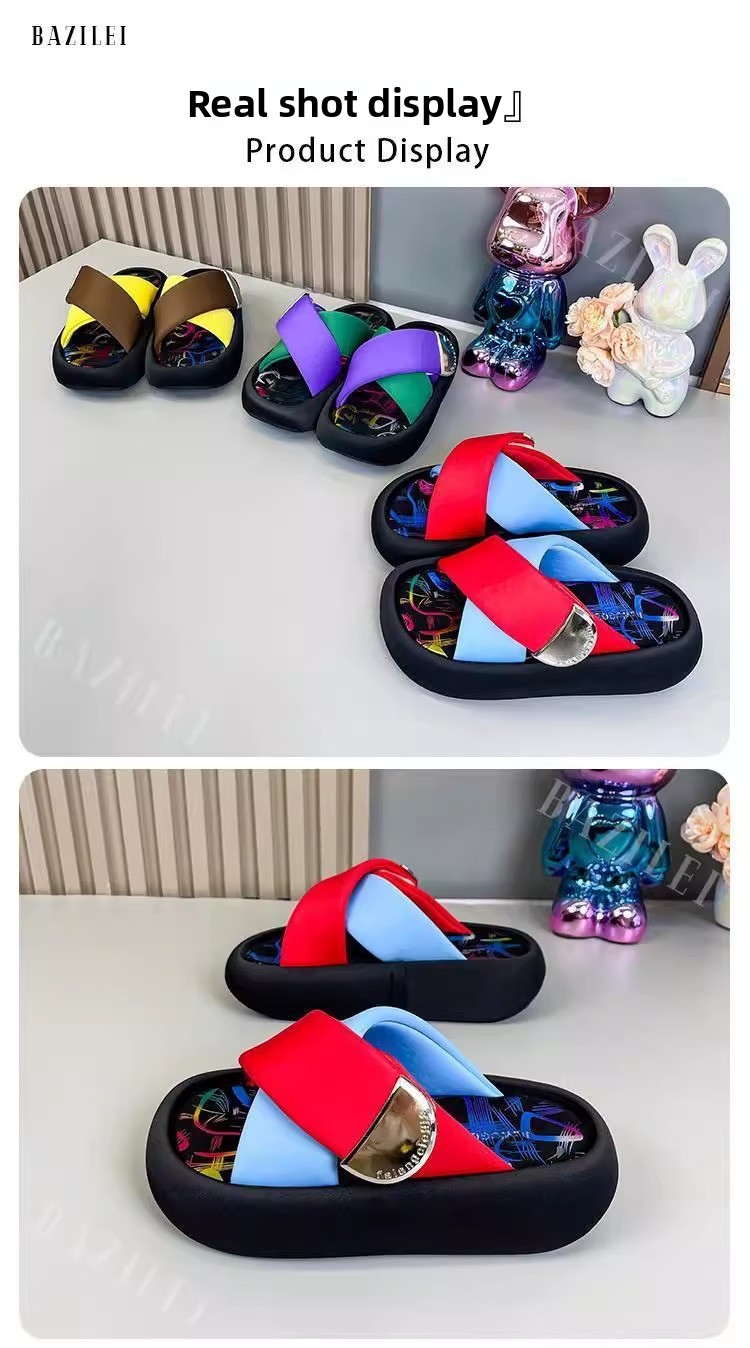 Women's Thick Sole Sandals Height Increasing Casual Platform Slides_voghion.com