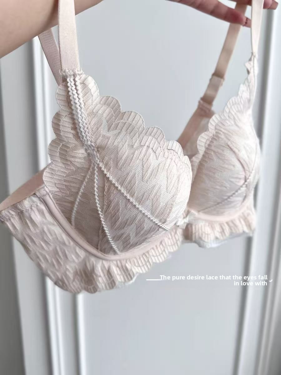 Sutiã estilo francês Pure Desire com renda sexy para mulheres com seios pequenos, modelo push-up, sem aro, com modelagem lateral e efeito anti-flacidez._voghion.com