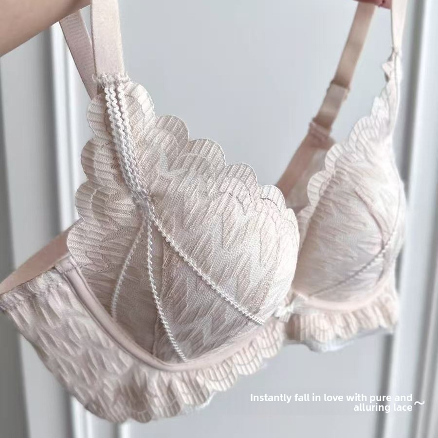 Sutiã estilo francês Pure Desire com renda sexy para mulheres com seios pequenos, modelo push-up, sem aro, com modelagem lateral e efeito anti-flacidez._voghion.com