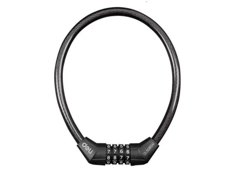 Chaîne en acier Deli pour vélo, moto, scooter électrique, antivol à code, cadenas en forme de U_voghion.com