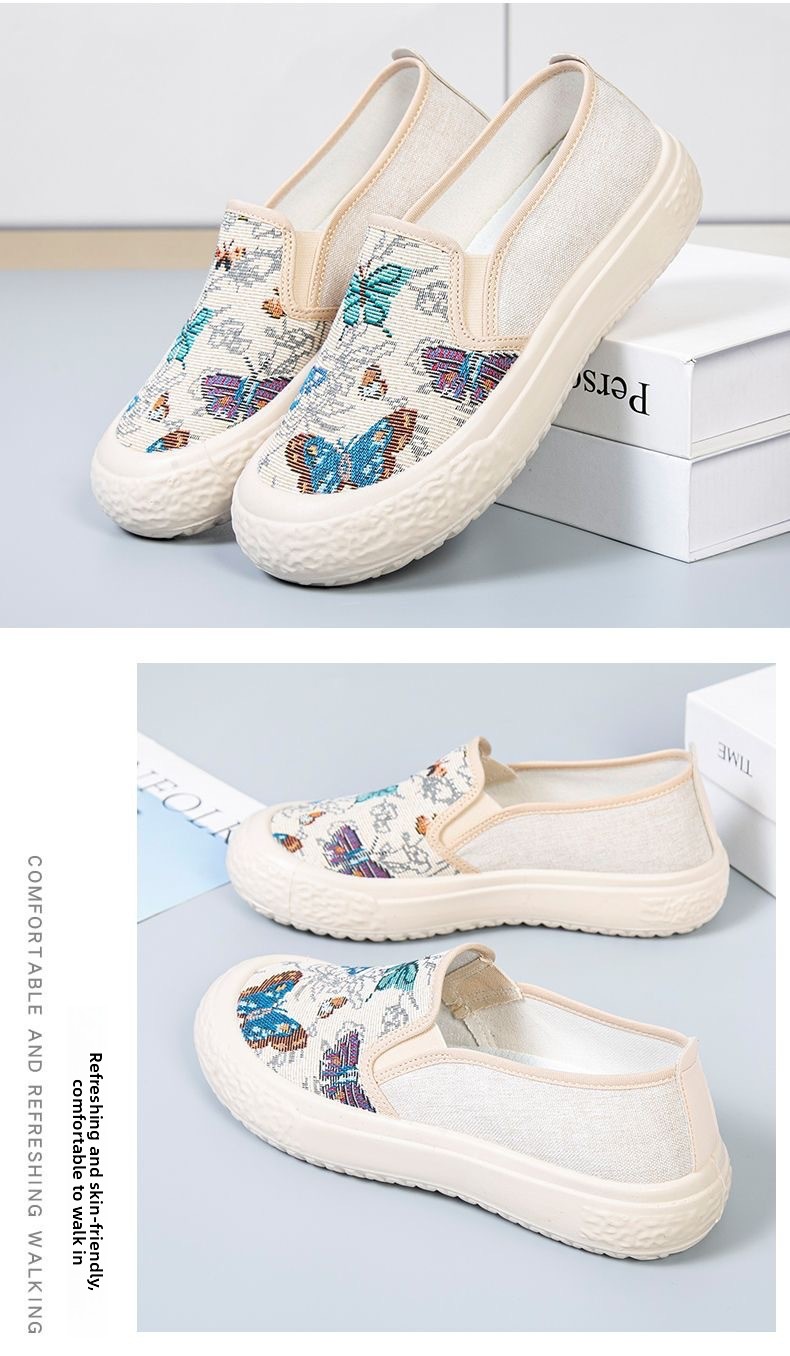 Old Beijing Cloth Summer New Women's Flat Canvas Casual Fashion Student High Heel Soft Sole Ethnic Style Shoes_voghion.com