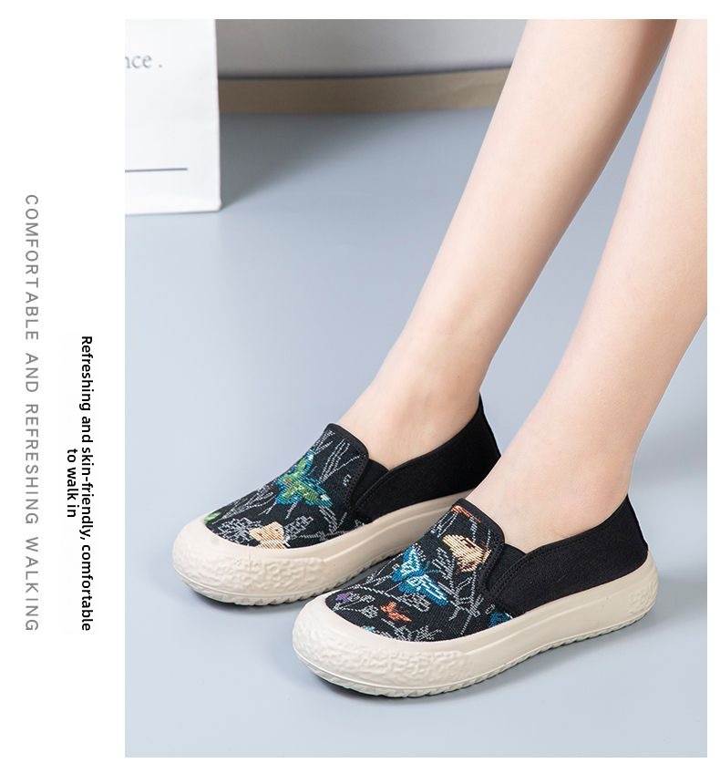 Old Beijing Cloth Summer New Women's Flat Canvas Casual Fashion Student High Heel Soft Sole Ethnic Style Shoes_voghion.com