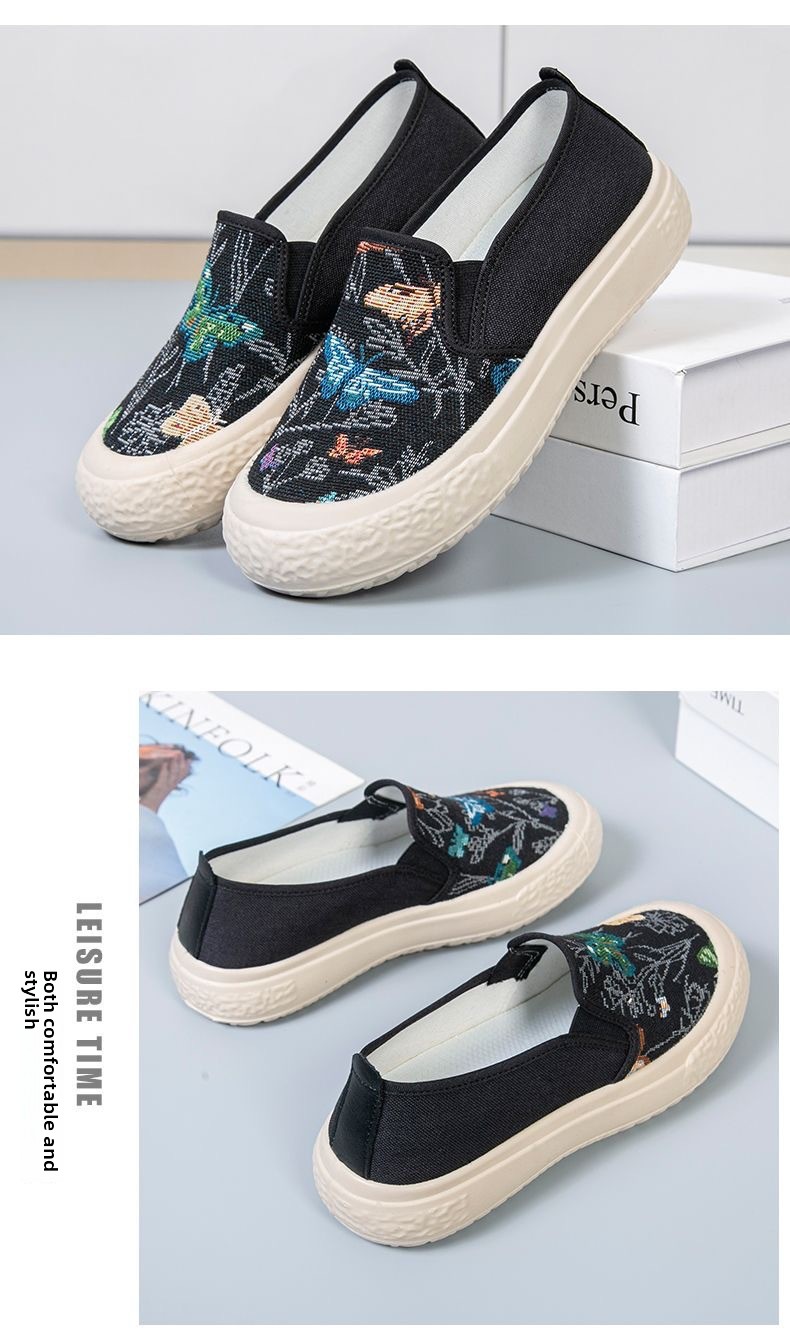 Old Beijing Cloth Summer New Women's Flat Canvas Casual Fashion Student High Heel Soft Sole Ethnic Style Shoes_voghion.com