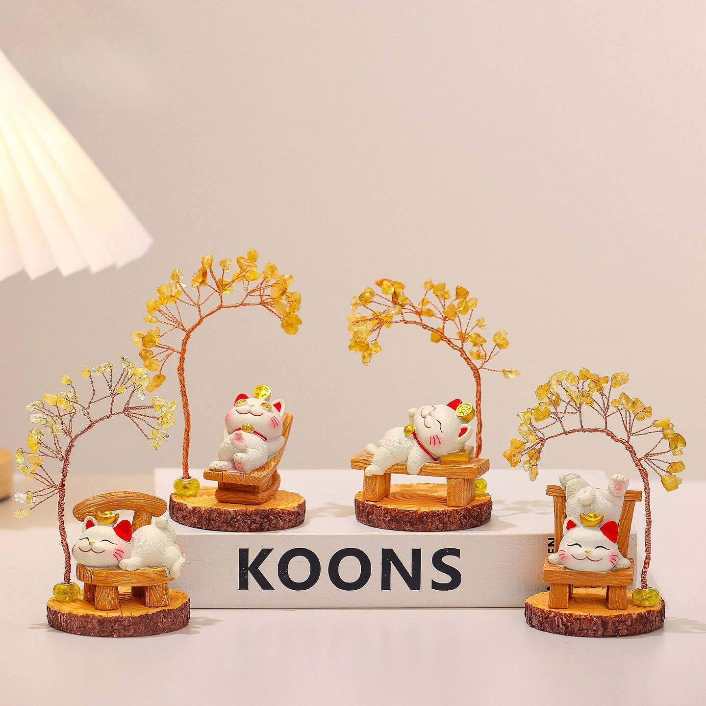 Glückskatze Kristall Geldbaum Ornament Jahrestischdekoration Kreatives Bürogeschenk Neues Modell_voghion.com