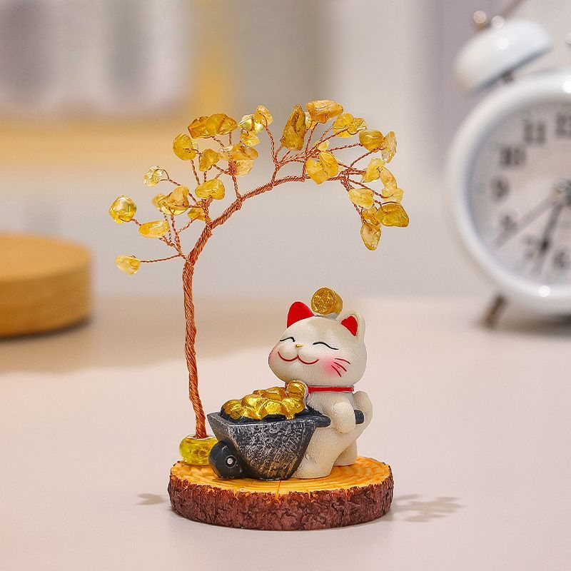 Lucky Cat Crystal Money Tree Ornament Year Desktop Decoration Creative Office Gift New Model_voghion.com