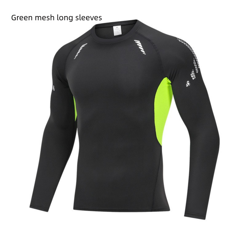 Vêtements de sport à séchage rapide pour hommes, sous-vêtements d'équitation, vêtements de compression haute élasticité, vêtements de course à séchage rapide, manches longues_voghion.com