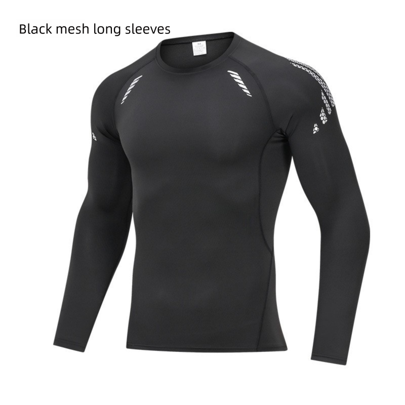 Vêtements de sport à séchage rapide pour hommes, sous-vêtements d'équitation, vêtements de compression haute élasticité, vêtements de course à séchage rapide, manches longues_voghion.com
