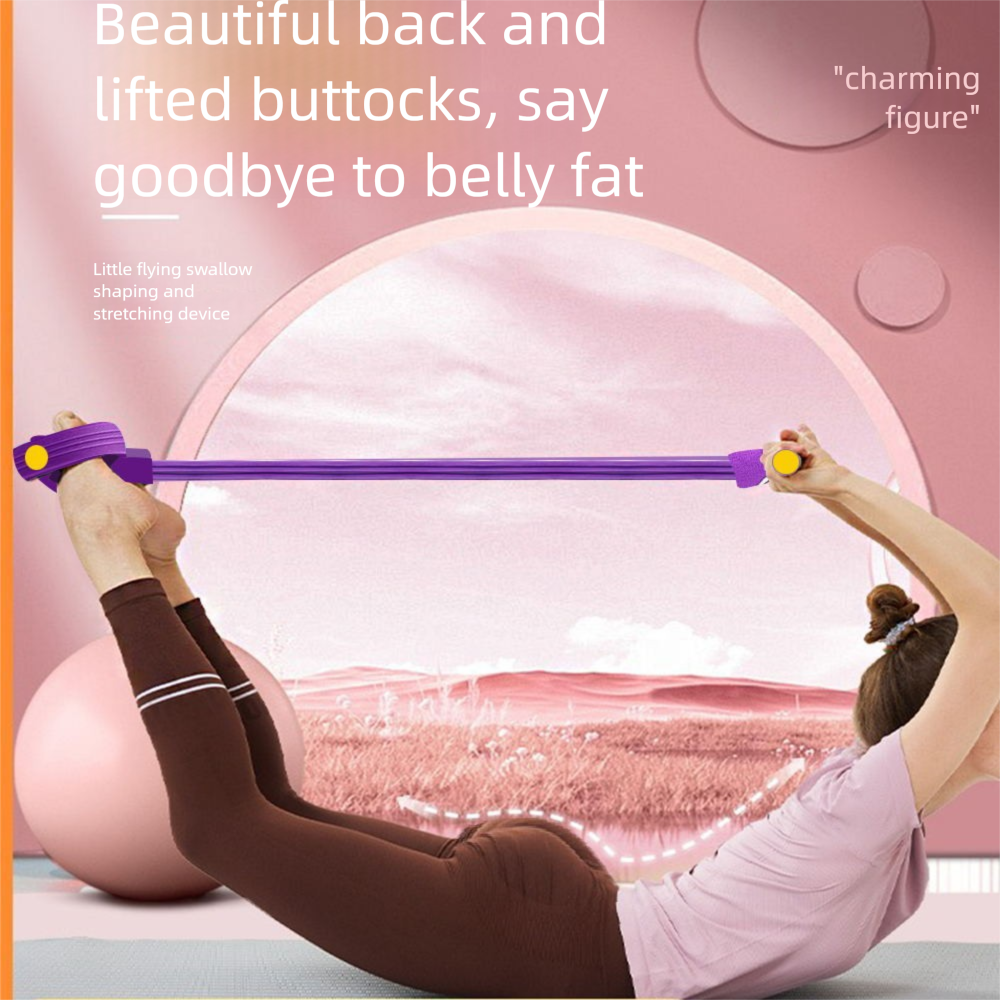 Pedal Bandı Ev Yogası Bacak Dört Tüplü Elastik Tam Vücut Esneme Direnç İpi Mekik Çekme Yardımcısı_voghion.com