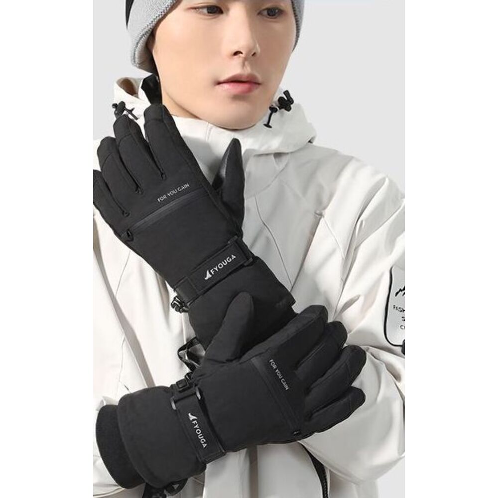 Guantes de esquí FYOUGA con protector de muñeca incorporado, resistentes al agua y al frío, con cinco dedos para pantallas táctiles, aptos para hombres y mujeres._voghion.com
