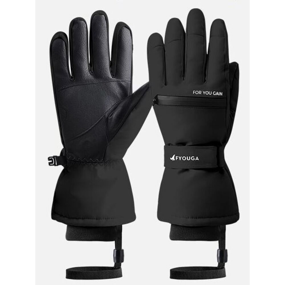 Guantes de esquí FYOUGA con protector de muñeca incorporado, resistentes al agua y al frío, con cinco dedos para pantallas táctiles, aptos para hombres y mujeres._voghion.com