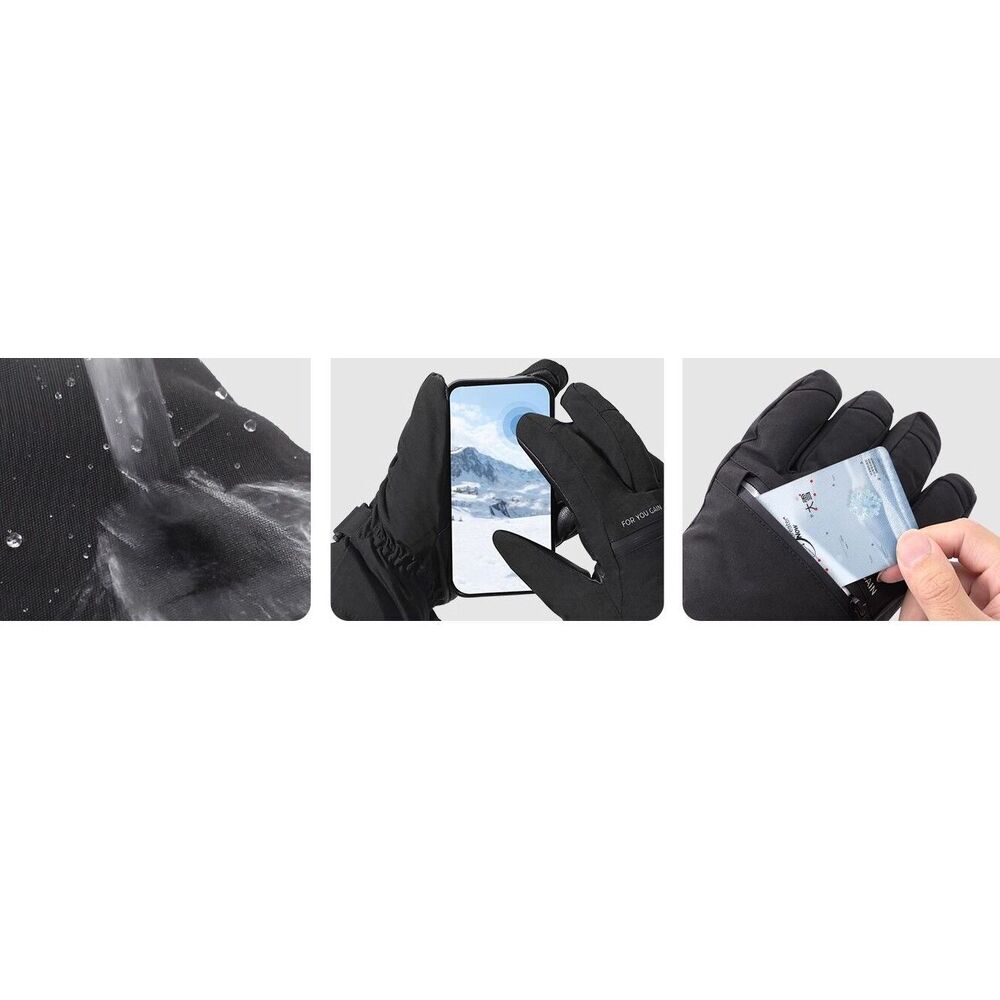 Guantes de esquí FYOUGA con protector de muñeca incorporado, resistentes al agua y al frío, con cinco dedos para pantallas táctiles, aptos para hombres y mujeres._voghion.com