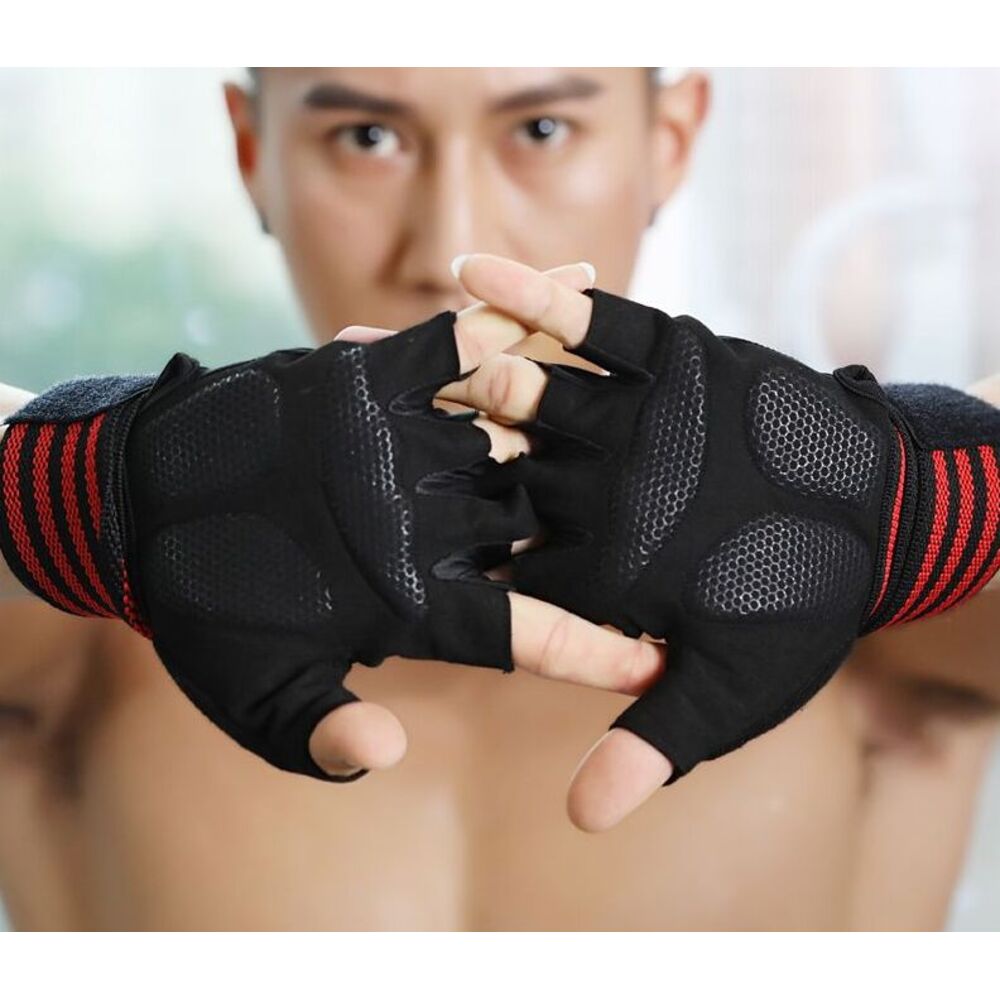 Men's Gloves, Non-slip, For Dumbbells And Barbells, Callus Protection, Integrated Wrist Support, Two-in-one Fitness_voghion.com