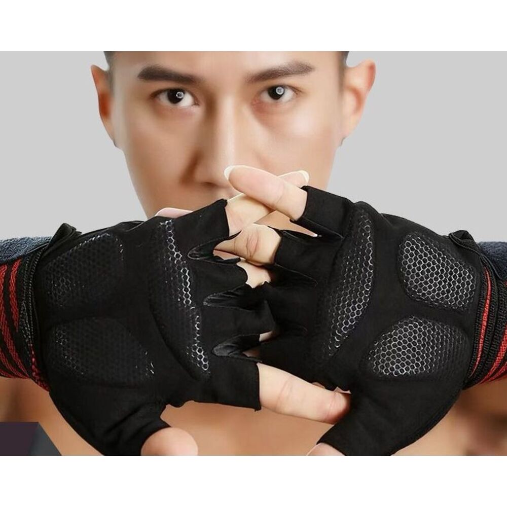 Men's Gloves, Non-slip, For Dumbbells And Barbells, Callus Protection, Integrated Wrist Support, Two-in-one Fitness_voghion.com