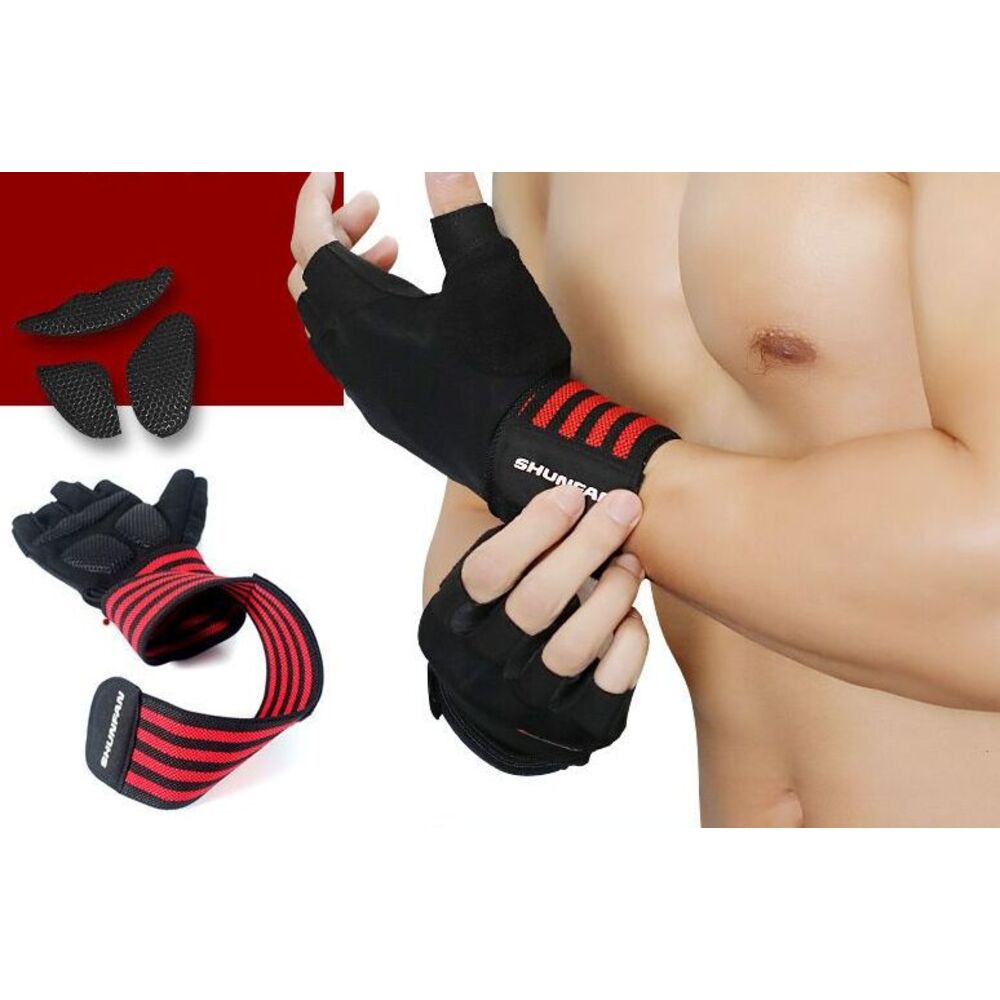 Men's Gloves, Non-slip, For Dumbbells And Barbells, Callus Protection, Integrated Wrist Support, Two-in-one Fitness_voghion.com