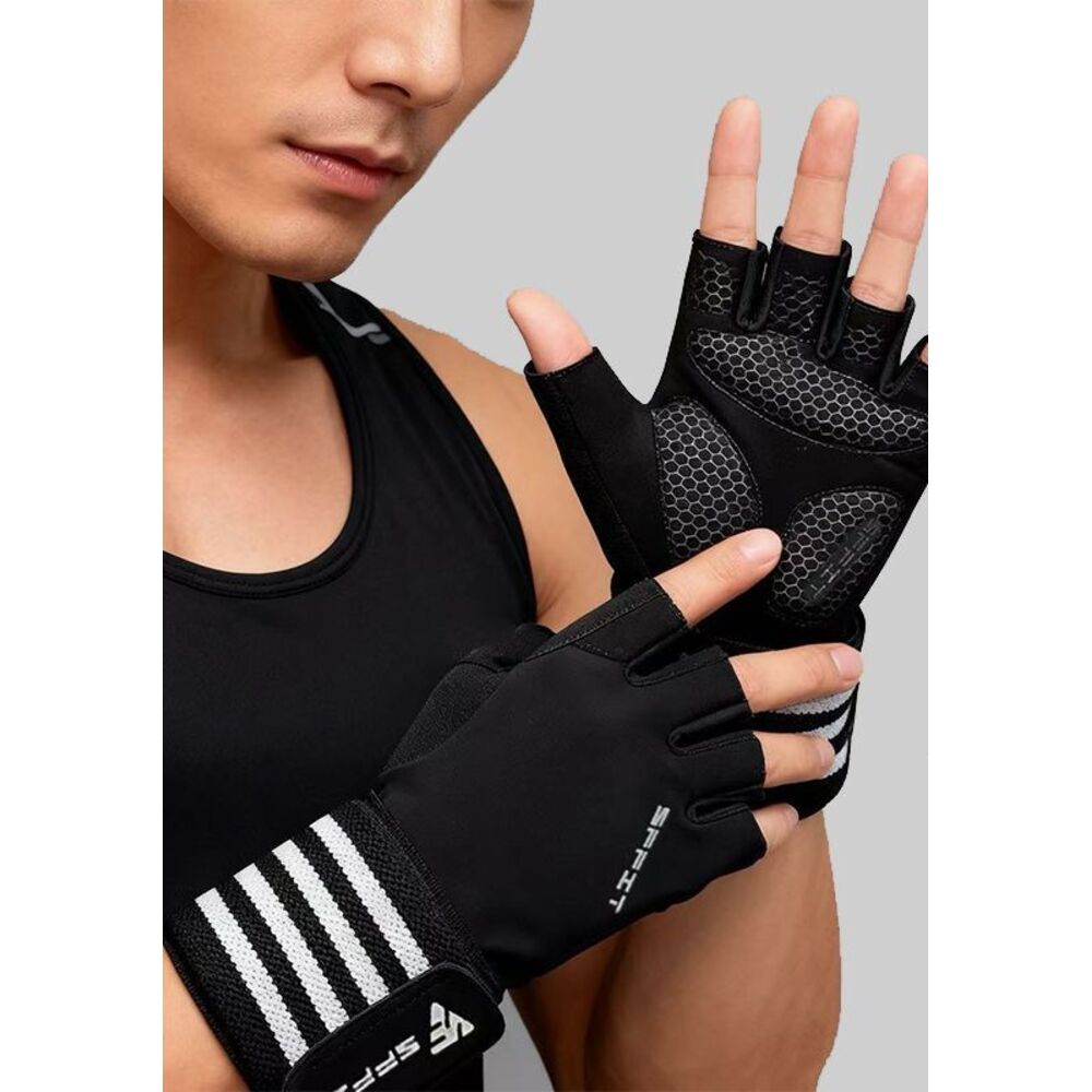 Men's Gloves, Non-slip, For Dumbbells And Barbells, Callus Protection, Integrated Wrist Support, Two-in-one Fitness_voghion.com