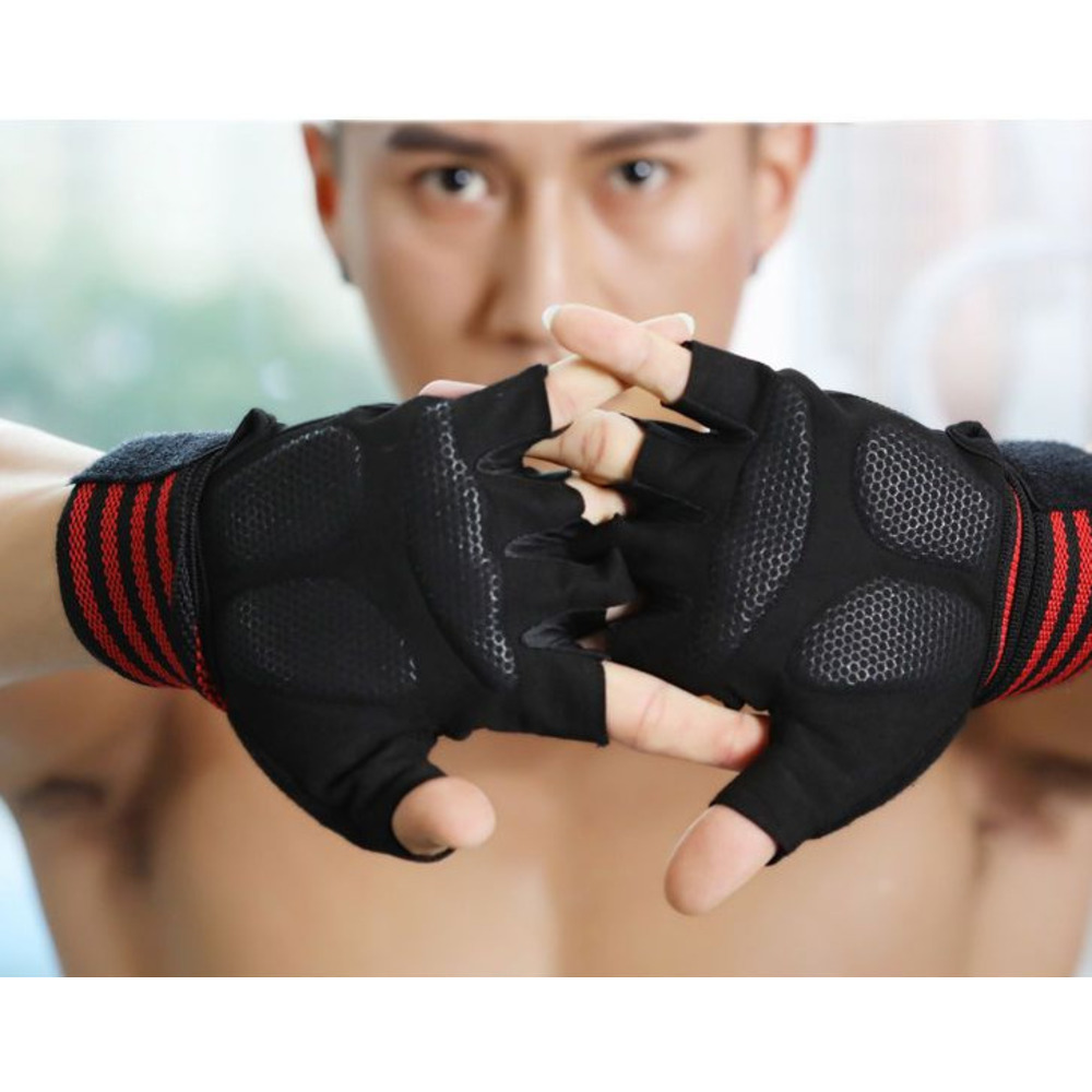 Men's Gloves, Non-slip, For Dumbbells And Barbells, Callus Protection, Integrated Wrist Support, Two-in-one Fitness_voghion.com