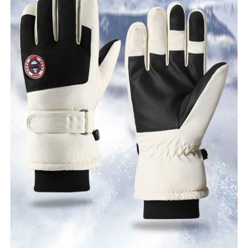 Warm Outdoor Ski Gloves For Men And Women, Winter Windproof Cold-Resistant Five-Finger Gloves, Fleece-Lined, Thickened,_voghion.com
