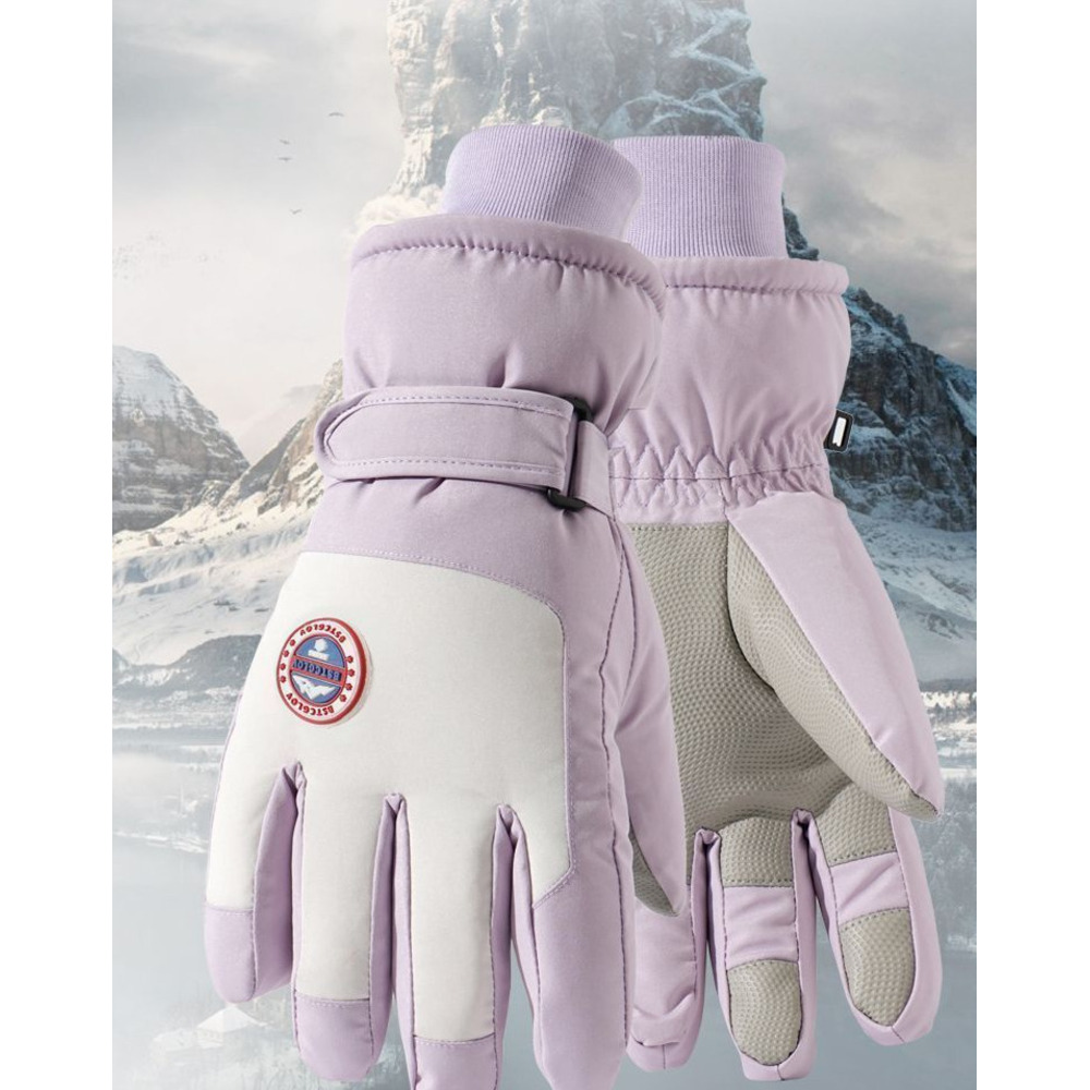 Warm Outdoor Ski Gloves For Men And Women, Winter Windproof Cold-Resistant Five-Finger Gloves, Fleece-Lined, Thickened,_voghion.com