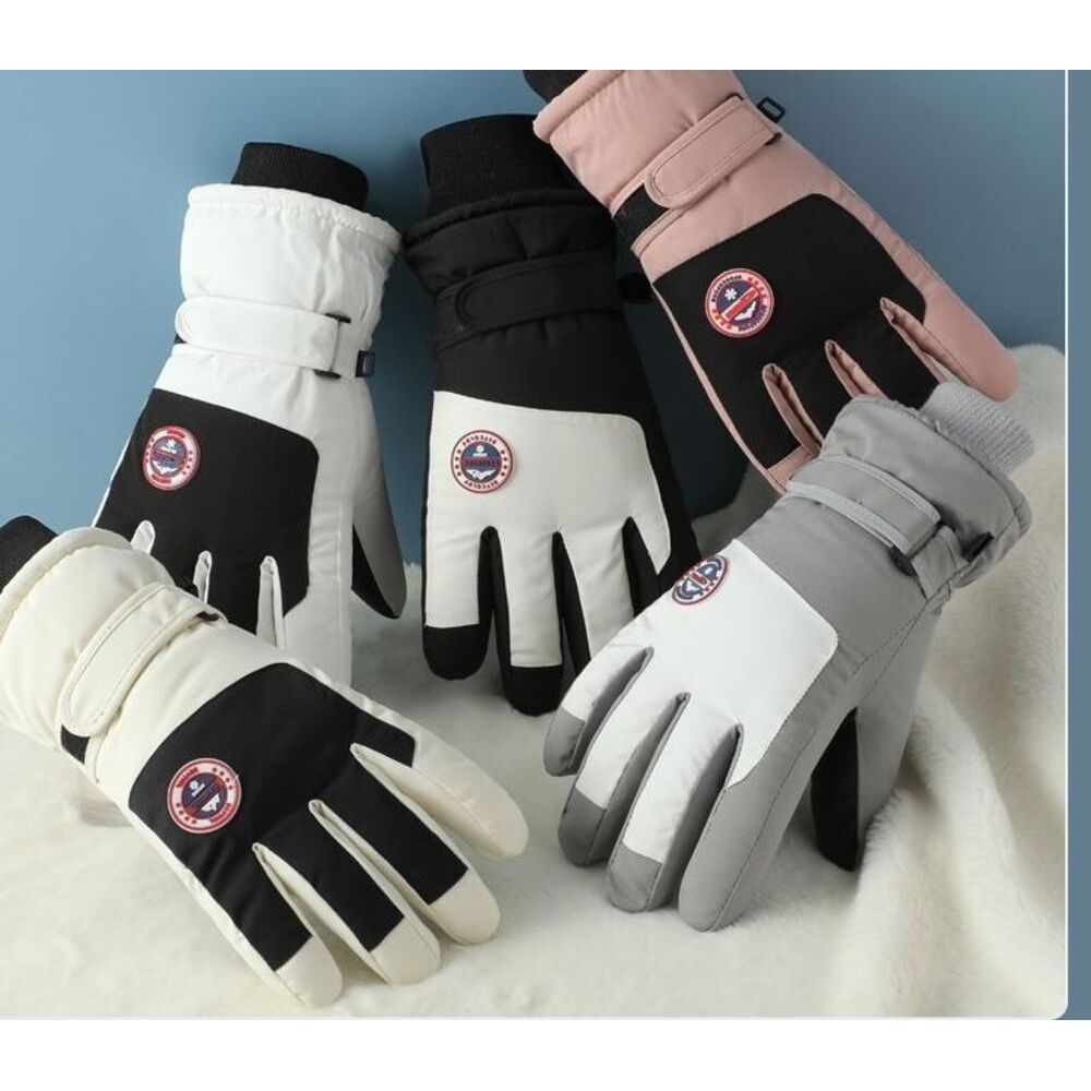 Warm Outdoor Ski Gloves For Men And Women, Winter Windproof Cold-Resistant Five-Finger Gloves, Fleece-Lined, Thickened,_voghion.com