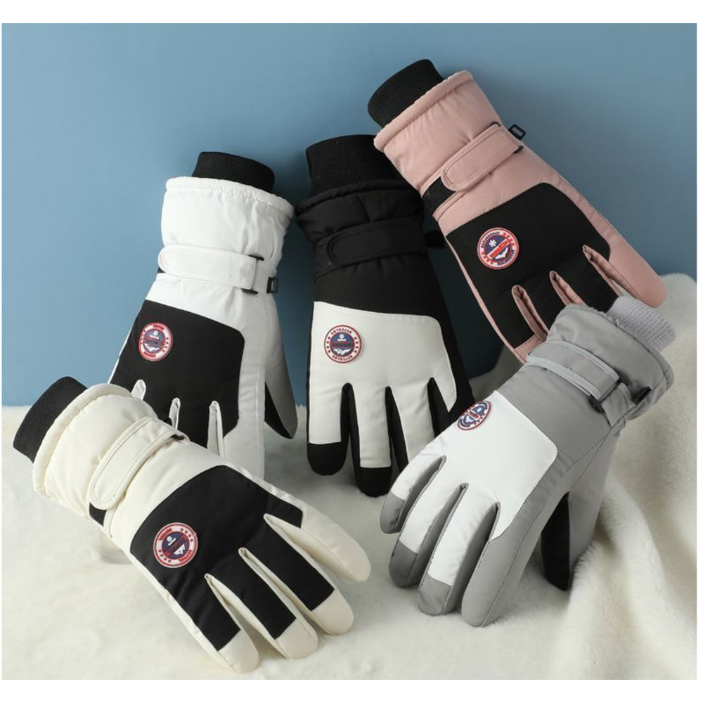 Warm Outdoor Ski Gloves For Men And Women, Winter Windproof Cold-Resistant Five-Finger Gloves, Fleece-Lined, Thickened,_voghion.com