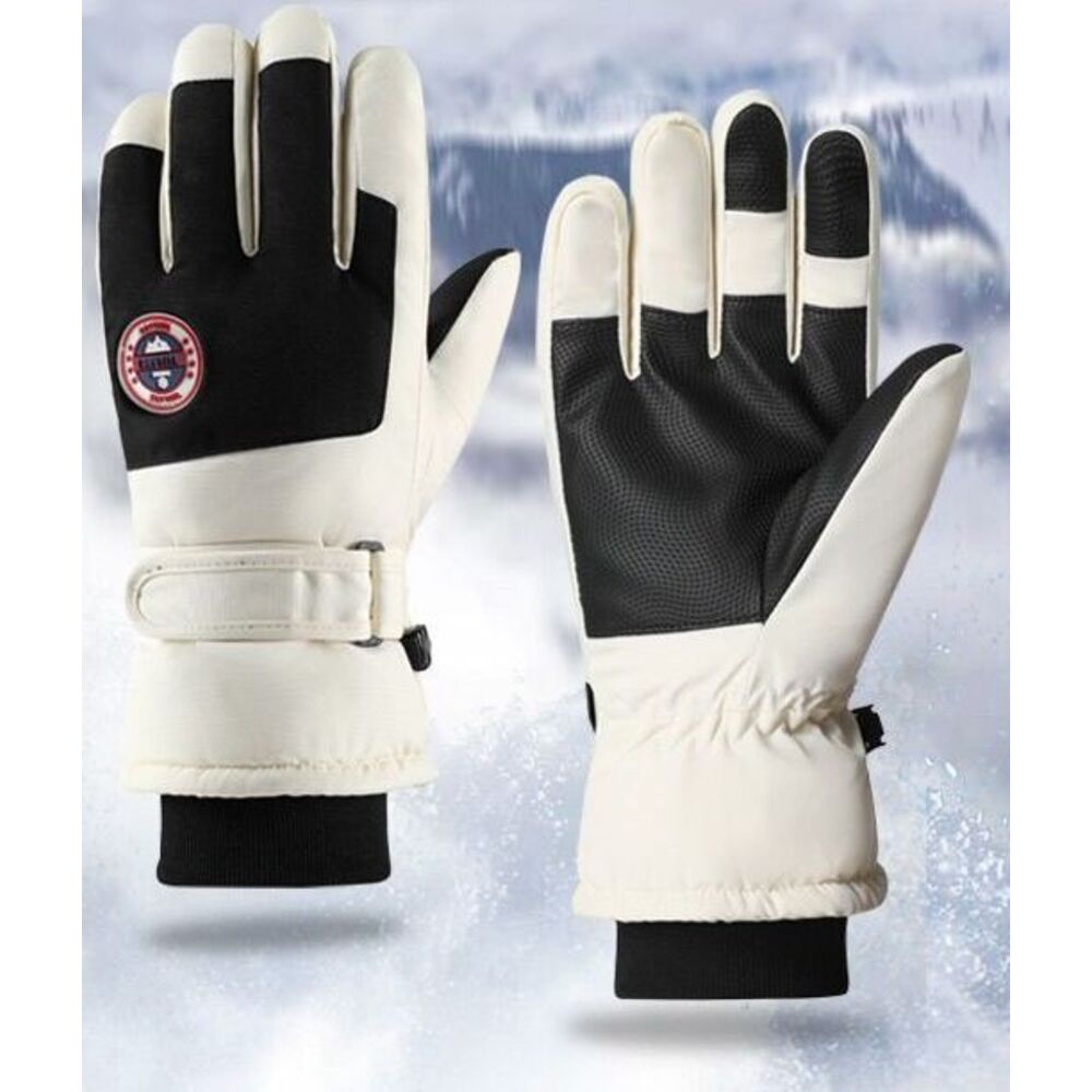 Warm Outdoor Ski Gloves For Men And Women, Winter Windproof Cold-Resistant Five-Finger Gloves, Fleece-Lined, Thickened,_voghion.com