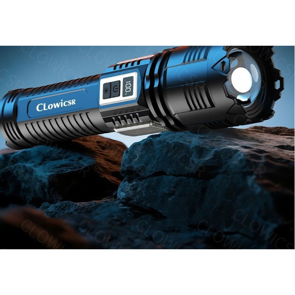 Torcia ad alta luminosità per esterni ad energia solare, ricaricabile, ultra luminosa, luce allo xeno per forze speciali, zoomabile,_voghion.com