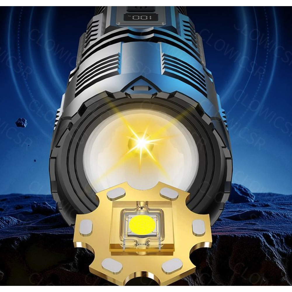 Torcia ad alta luminosità per esterni ad energia solare, ricaricabile, ultra luminosa, luce allo xeno per forze speciali, zoomabile,_voghion.com