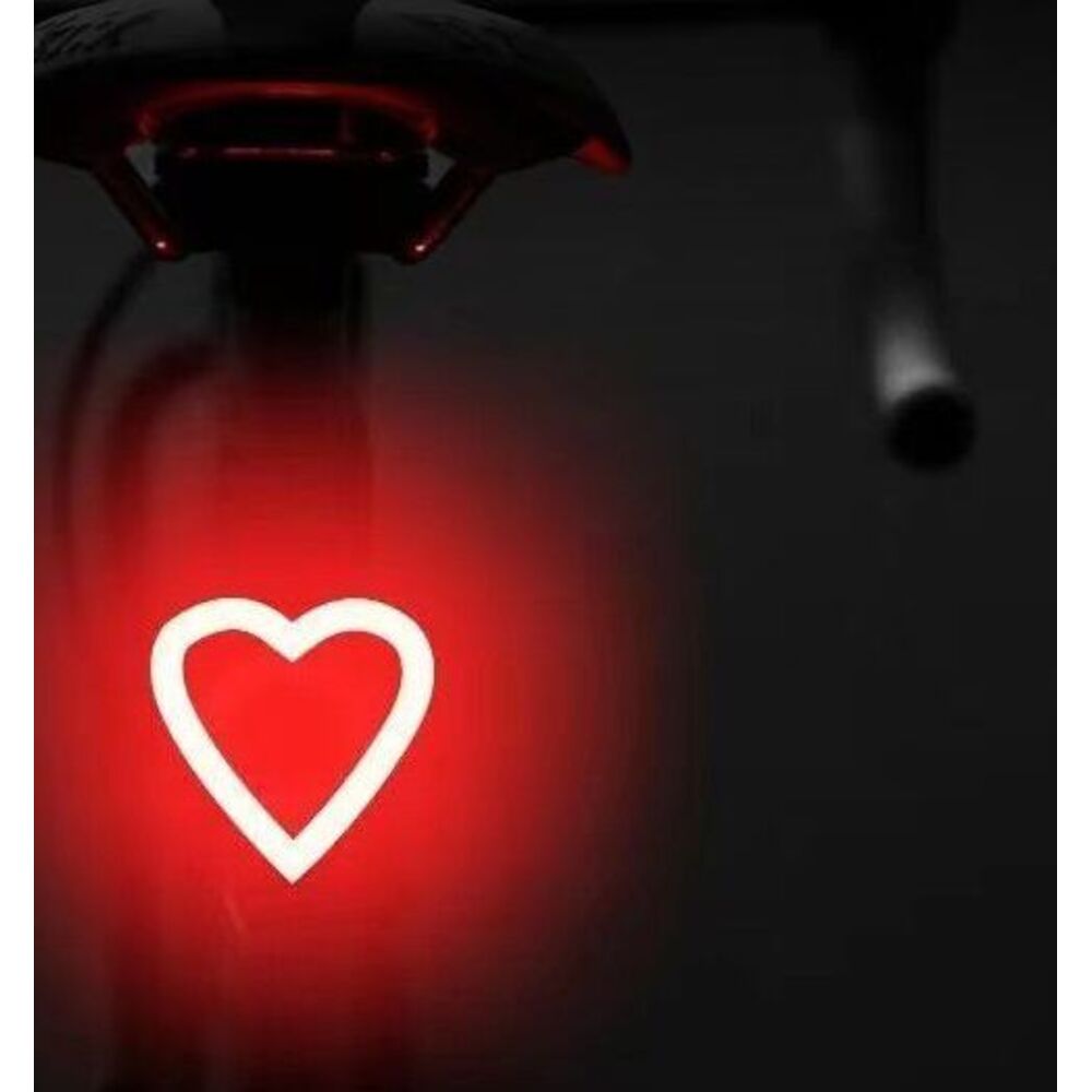 Mountain Bike Heart-shaped Tail Light, Mountain Road Bike, Rechargeable Bicycle, Cycling, Children's Safety Decoration,_voghion.com