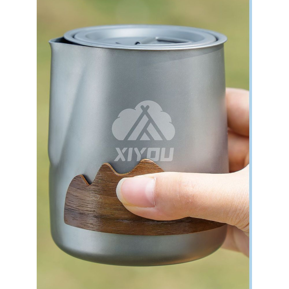 Set da tè portatile in titanio per esterni, a infusione rapida, completo per il campeggio._voghion.com