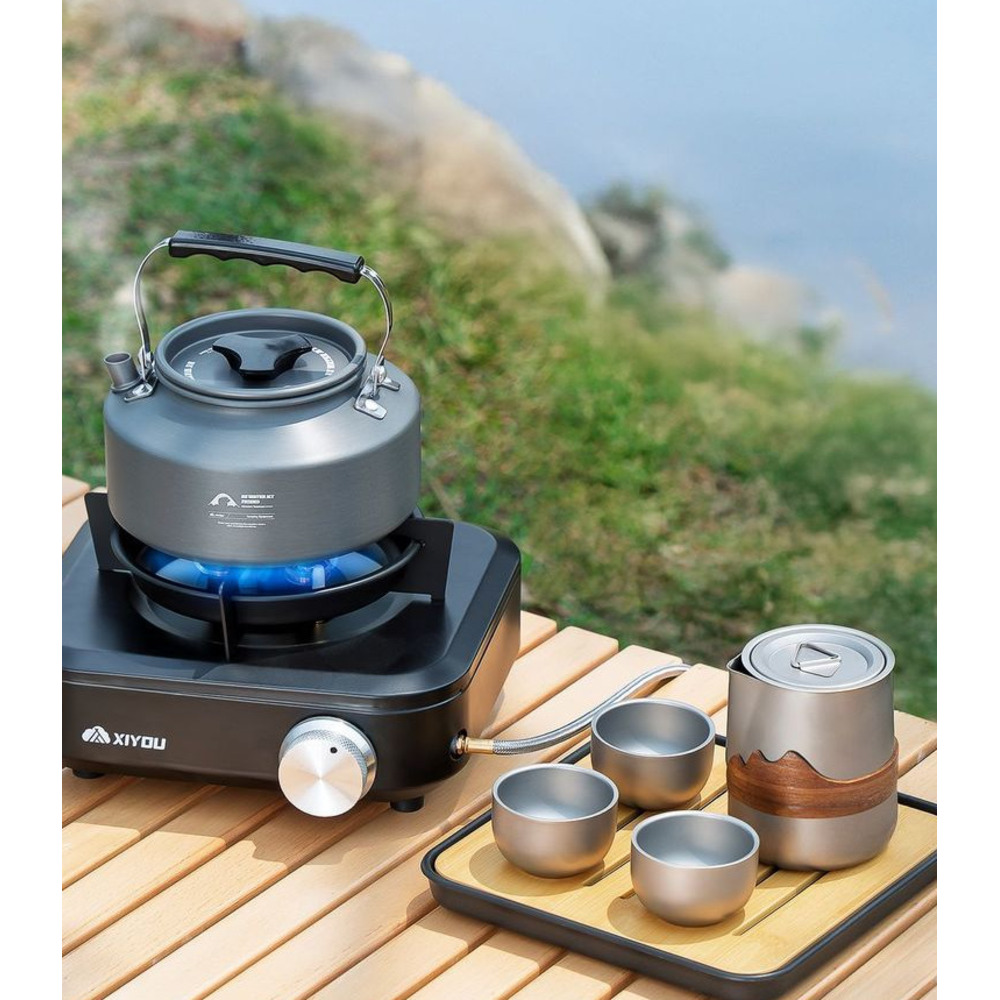 Set da tè portatile in titanio per esterni, a infusione rapida, completo per il campeggio._voghion.com