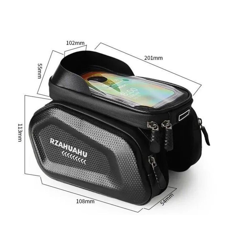 Bolsa rígida frontal para bicicleta, estilo mountain bike e estrada, com suporte para celular, grande capacidade e resistente à água, de dupla face._voghion.com