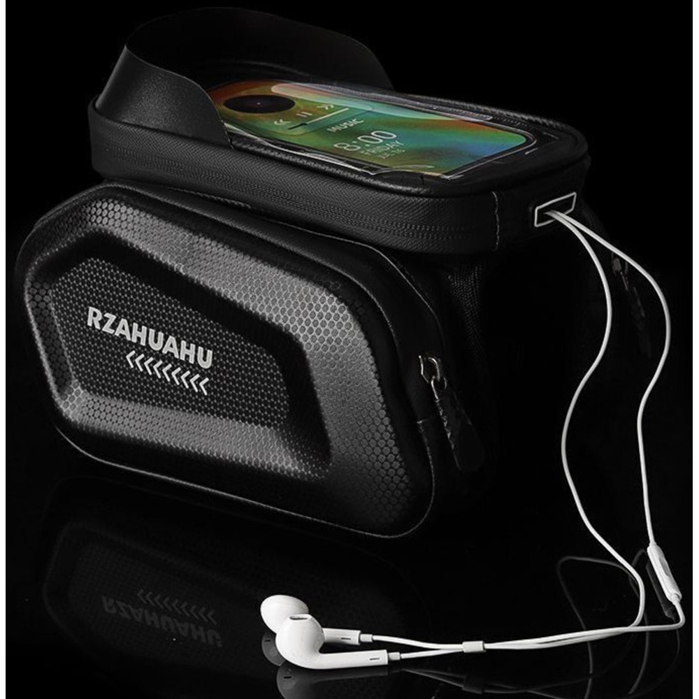 Bolsa rígida frontal para bicicleta, estilo mountain bike e estrada, com suporte para celular, grande capacidade e resistente à água, de dupla face._voghion.com