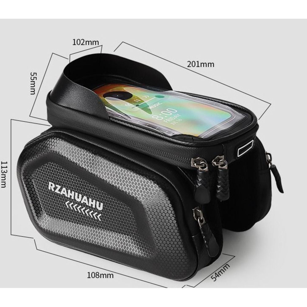 Bolsa rígida frontal para bicicleta, estilo mountain bike e estrada, com suporte para celular, grande capacidade e resistente à água, de dupla face._voghion.com